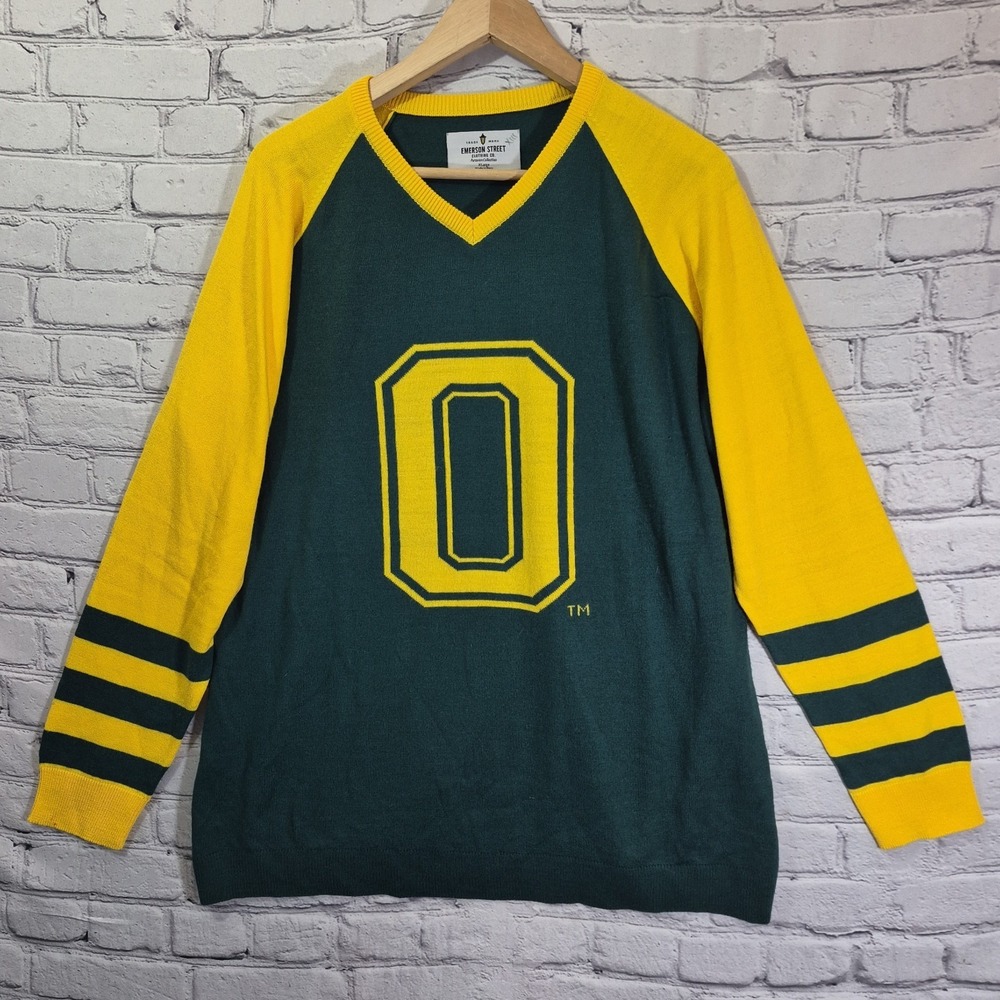 Oregon Ducks University of Oregon Emerson Street V-Neck Sweater Womens sz XL